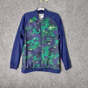 Adidas Kids Jacket XL Blue Camo Green Full Zip Primegreen 3‎ Stripes Athleisure
